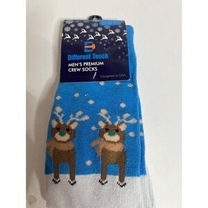 Different Touch Crew Socks Reindeer Holiday Winter Socks Men's Size 10-13